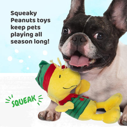 for Pets Comics 6" Holiday Woodstock Plush Elf Dog Toy | Small Squeaky Dog Toy, Yellow Dog Chew Toy | Woodstock Stuffed Animal Toy for Dogs Officially Licensed by Comics, (FF14017)