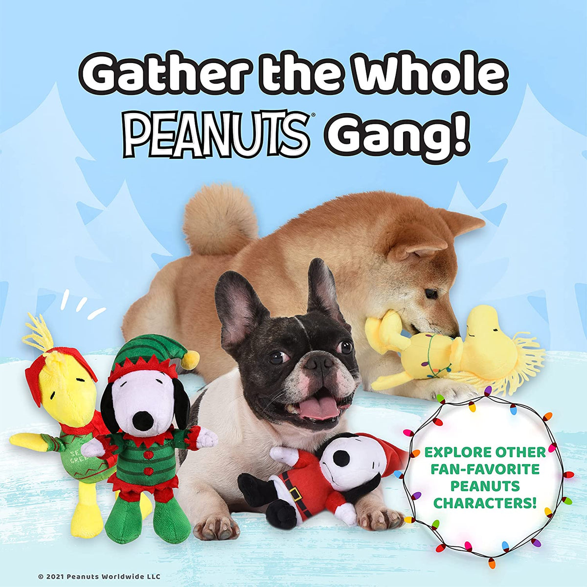 for Pets Comics 6" Holiday Woodstock Plush Elf Dog Toy | Small Squeaky Dog Toy, Yellow Dog Chew Toy | Woodstock Stuffed Animal Toy for Dogs Officially Licensed by Comics, (FF14017)