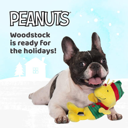 for Pets Comics 6" Holiday Woodstock Plush Elf Dog Toy | Small Squeaky Dog Toy, Yellow Dog Chew Toy | Woodstock Stuffed Animal Toy for Dogs Officially Licensed by Comics, (FF14017)
